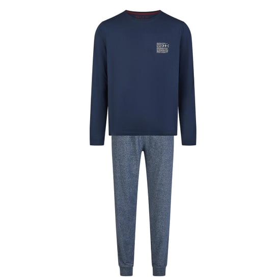 Phil & Co Heren pyjama set lang jersey katoen blauw/grijs - Image 1