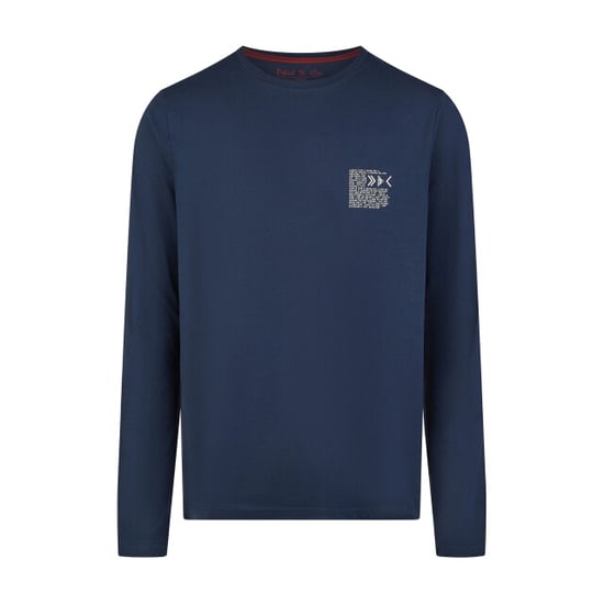 Phil & Co Heren pyjama set lang jersey katoen blauw/grijs - Image 2