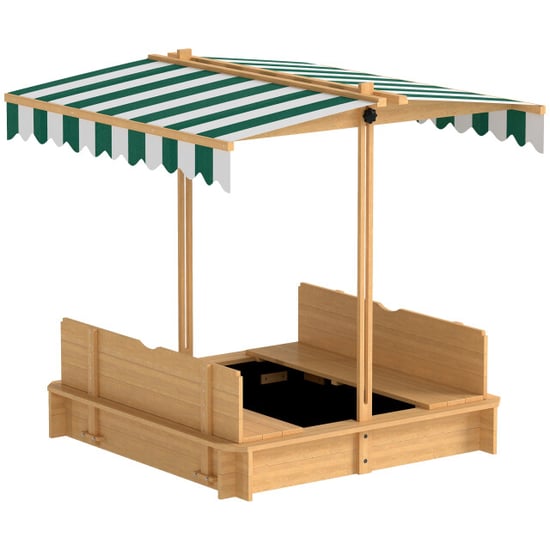 4goodz Zandbak 106x106 cm van hout met deksel banken en rugleuningen - Image 1
