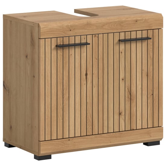 Furnilux Wastafelkast in artisan look badkamer opbergkast met 2 deuren 60 cm - Image 1