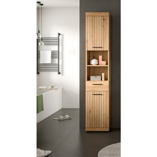 Furnilux Moderne hoge kast in artisan ruime opbergkast met schuiflade en - Image 3