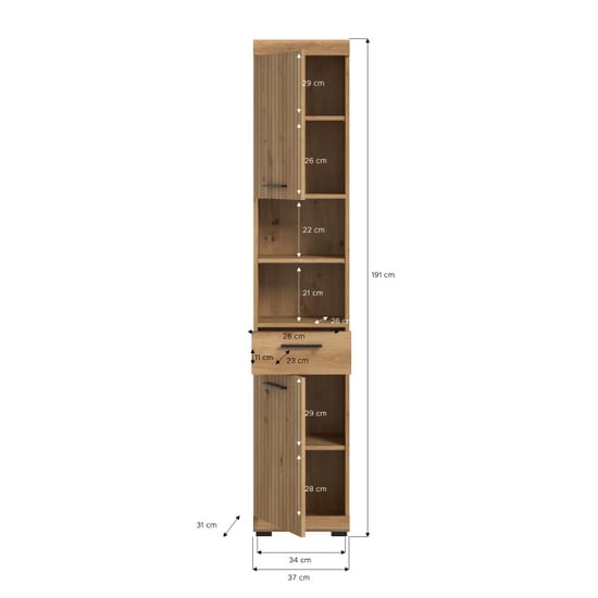 Furnilux Moderne hoge kast in artisan ruime opbergkast met schuiflade en - Image 6