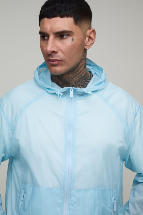 Tall Oversized Boxy Glow In The Dark Hooded Toggle Cagoule - Image 3