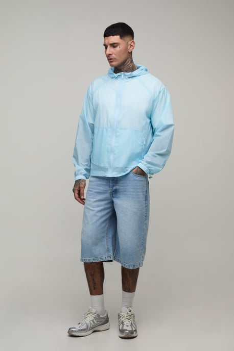 Tall Oversized Boxy Glow In The Dark Hooded Toggle Cagoule - Image 4
