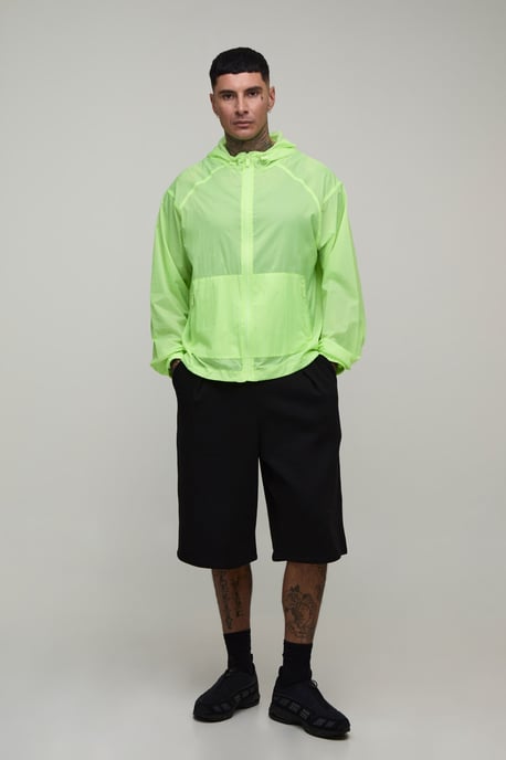Tall Oversized Boxy Glow In The Dark Hooded Toggle Cagoule - Image 4