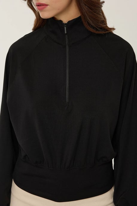 Relaxed Fit Zipper Collar Active Top - Image 5