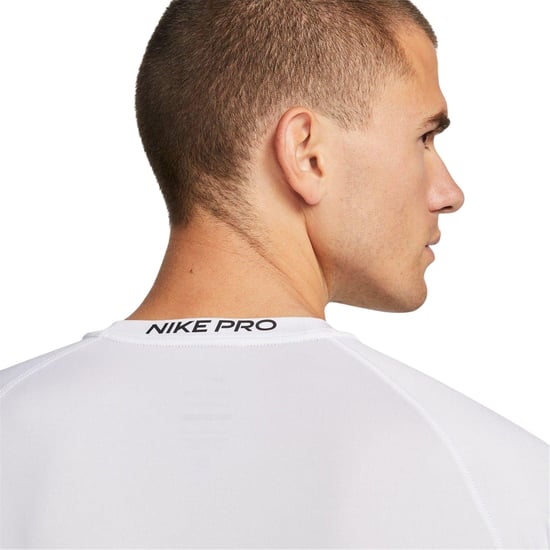 Nike Mens Pro Lettering Print Athletic Base Layer Top (Vit/Svart) - Image 3