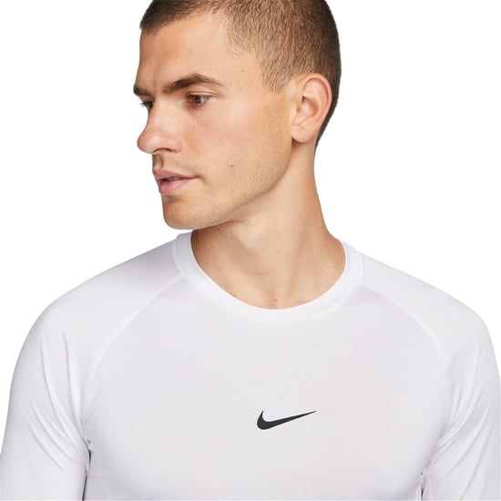 Nike Mens Pro Lettering Print Athletic Base Layer Top (Vit/Svart) - Image 5