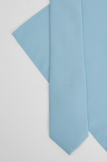 Aqua Plain Tie and Pocket Square Set - Image 3