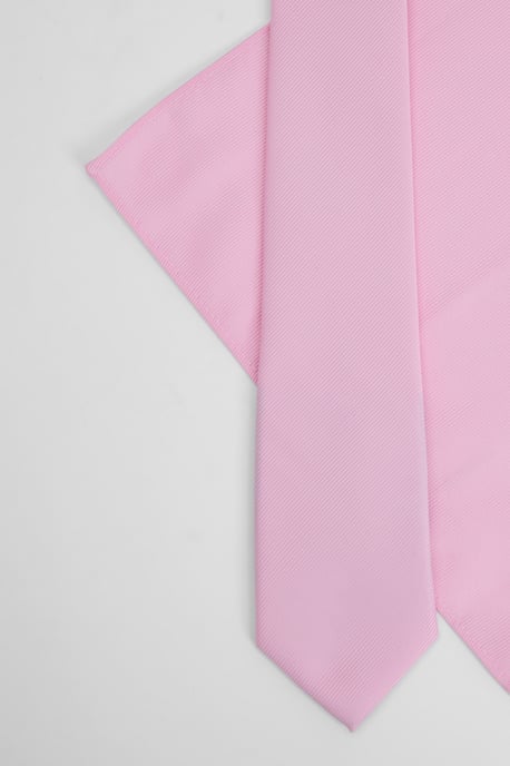 Bright Pink Plain Tie and Pocket Square - Image 3
