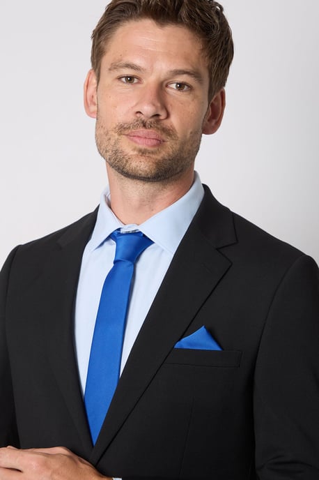 Deep Blue Plain Tie and Pocket Square - Image 2