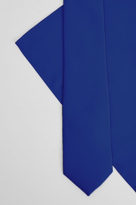 Deep Blue Plain Tie and Pocket Square - Image 3