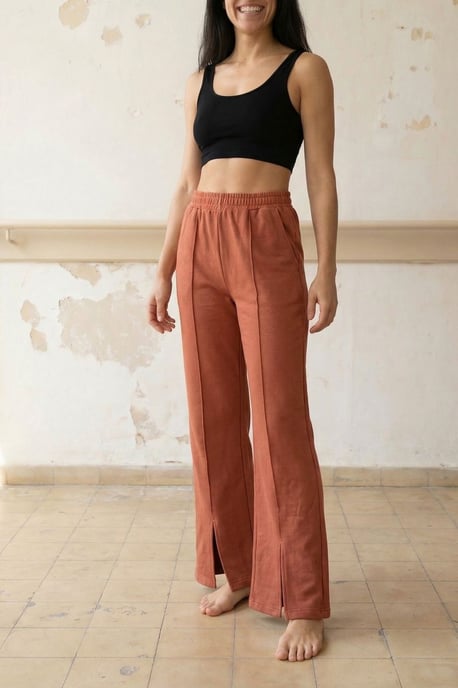 Hoge taille wijde been gebreide joggingsbroek - Image 2