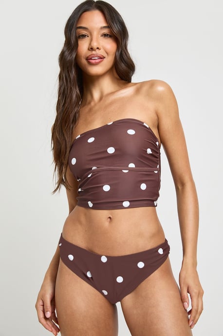 Polka Dot Tankini Bikini Top And High Leg Bikini Bottom - Image 3