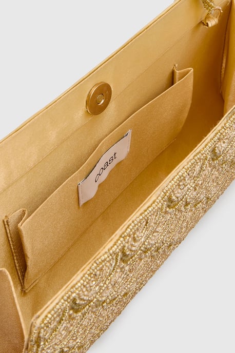 Luna Large Beaded Clutch Bag With Beaded Shoulder Strap - Image 4