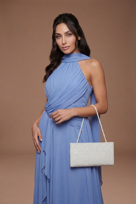 Bridal Luna Large Beaded Clutch Bag With Beaded Shoulder Strap - Image 1