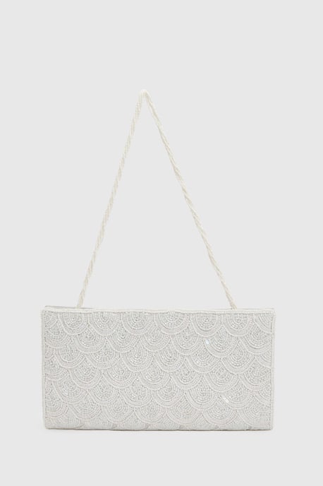 Bridal Luna Large Beaded Clutch Bag With Beaded Shoulder Strap - Image 2