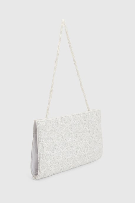 Bridal Luna Large Beaded Clutch Bag With Beaded Shoulder Strap - Image 3
