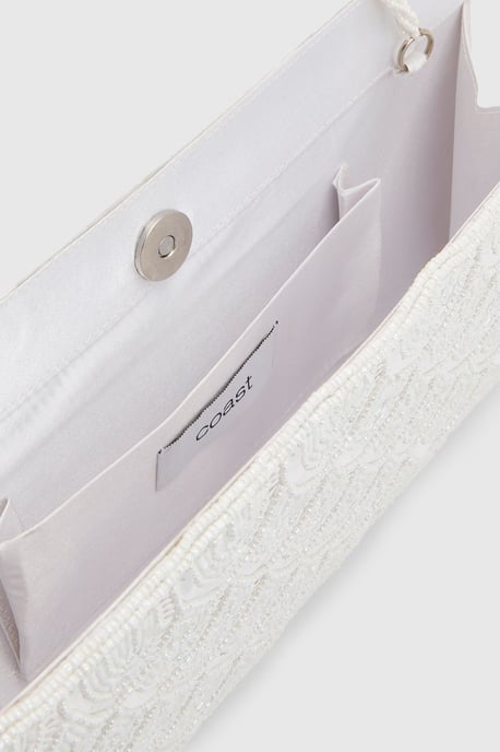 Bridal Luna Large Beaded Clutch Bag With Beaded Shoulder Strap - Image 4