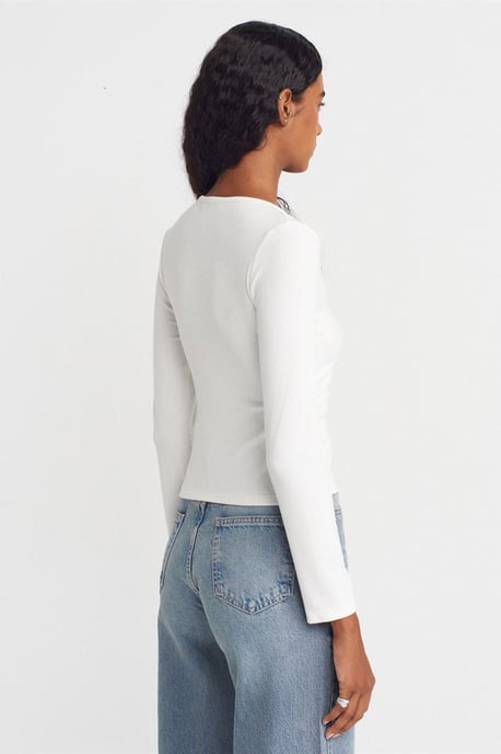 Slim Fit Geribbelde Knopenblouse - Image 2
