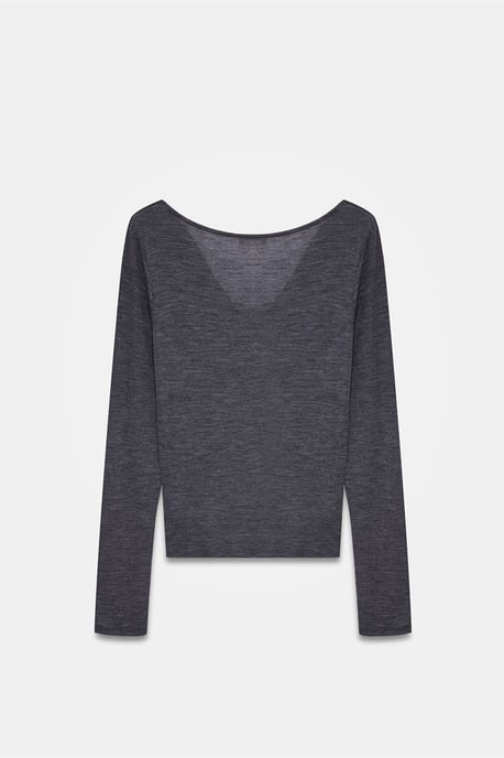 Tajta Ullstickade Blus med Cowl Neck - Image 6