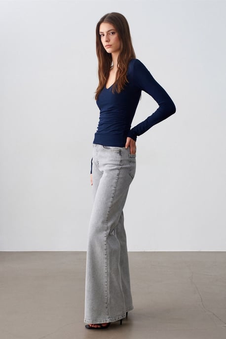 Slim Fit V-hals Gebreide Blouse - Image 4