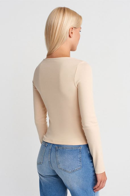 Slim Fit Bomullsmix Dragkedja Blus - Image 2