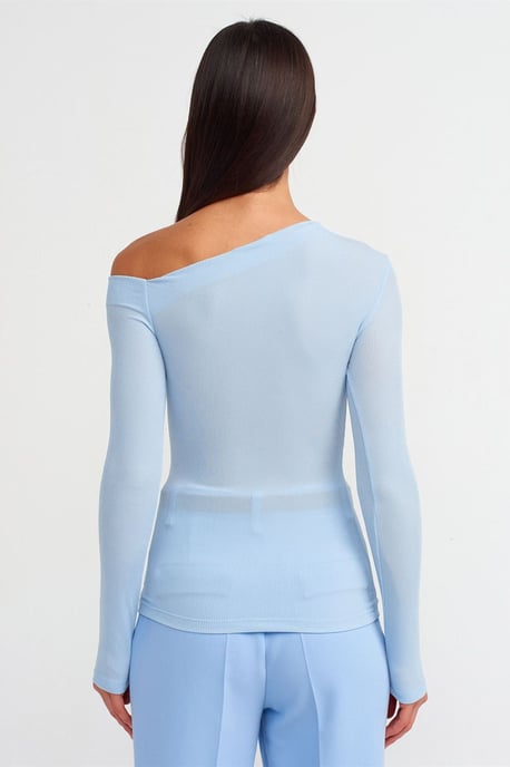 Slim Fit Asymmetrisk Utskärning Blus - Image 3