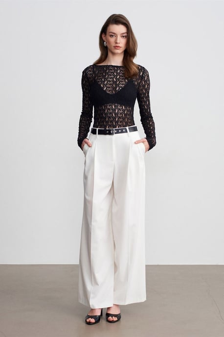 Slim Fit Kanten Bootsvorm Blouse - Image 4