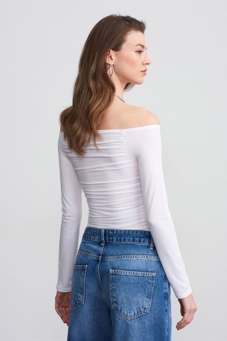 Off-Shoulder Slim Fit Gebreide Blouse - Image 2