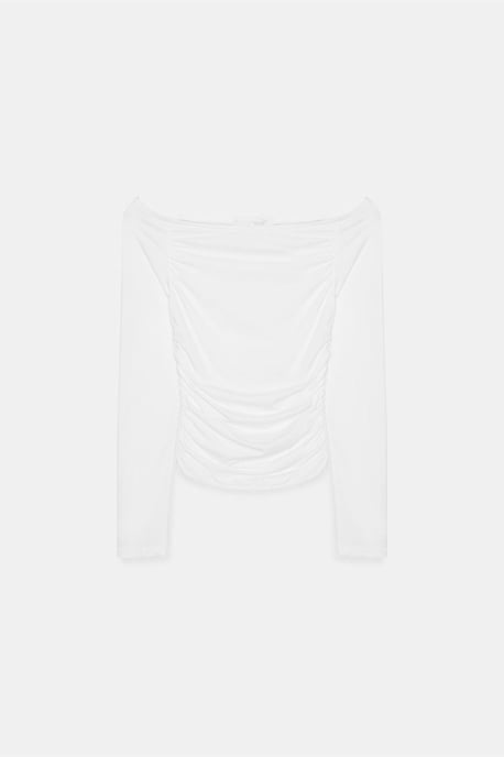 Off-Shoulder Slim Fit Gebreide Blouse - Image 5