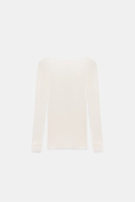 Slim Fit V-Hals Kanten Blouse - Image 6