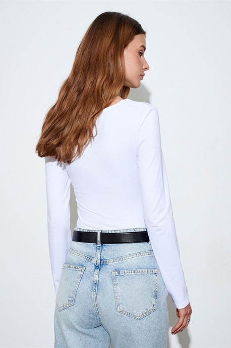 Slim Fit V-ringad Jersey Blus - Image 2