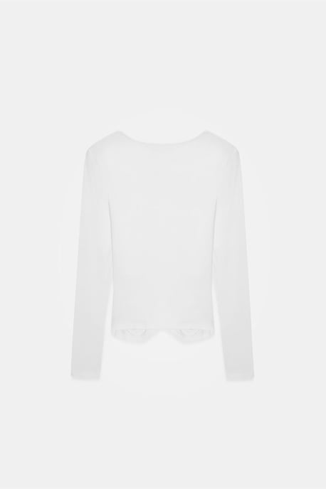 Slim Fit V-ringad Jersey Blus - Image 6