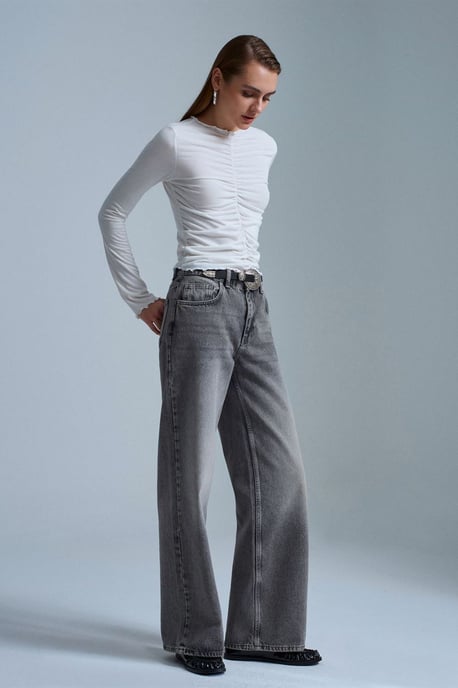 Slim Fit Lange Mouw Jersey Blouse - Image 2