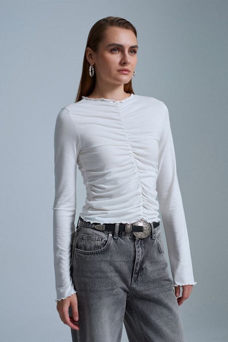 Slim Fit Lange Mouw Jersey Blouse - Image 3