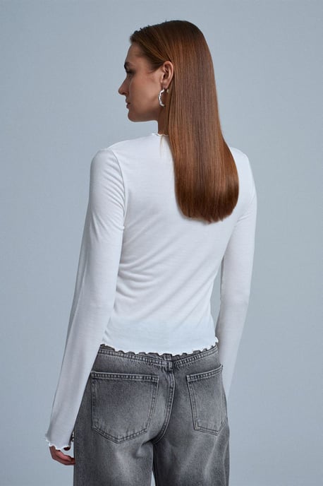 Slim Fit Lange Mouw Jersey Blouse - Image 4