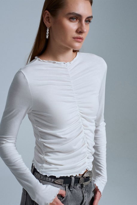 Slim Fit Lange Mouw Jersey Blouse - Image 5