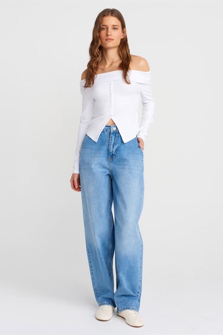 Off-Shoulder Slim Fit Stickad Blus - Image 3