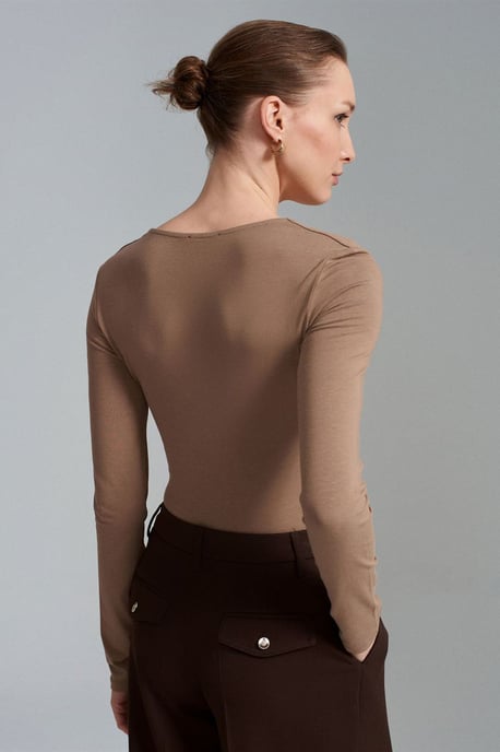 Slim Fit V-Neck Jersey Blouse - Image 2