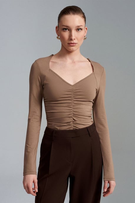 Slim Fit V-Neck Jersey Blouse - Image 3