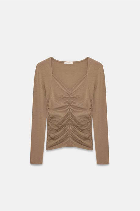 Slim Fit V-Neck Jersey Blouse - Image 5