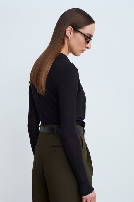 Slim-fit wol coltrui blouse - Image 2
