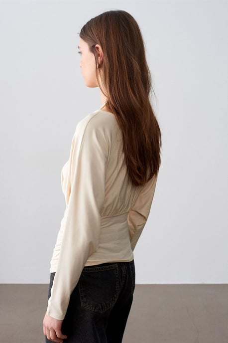 Slim Fit V-ringad Wrappy Blus - Image 2