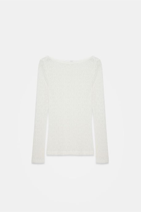 Slim Fit Kanten Boot Hals Blouse - Image 6