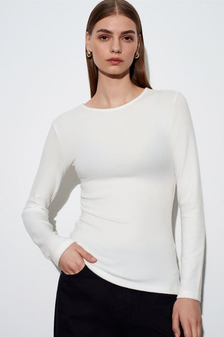 Slim Fit Langarm Jersey Blouse - Image 2
