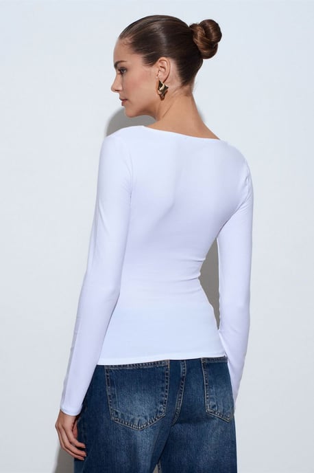 Slim Fit V-Hals Breimode Blouse - Image 2