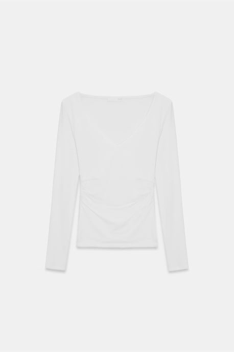 Slim Fit V-Hals Breimode Blouse - Image 5