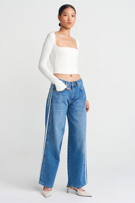 Dames Rechte Cropped Blouse met Vierkante Hals en Uitsparingen - Image 3