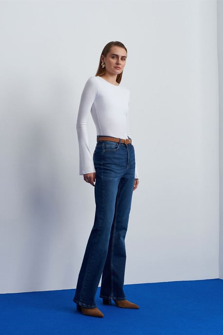 Slim Fit Långärmad Crew Neck Blus - Image 3